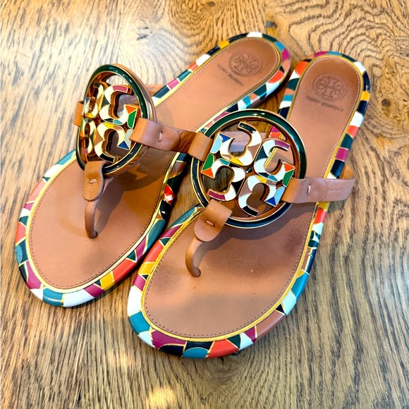 Tory Burch Enamel Miller Sandals - Aged Vachetta, Women’s 8 - Picture 1 of 6